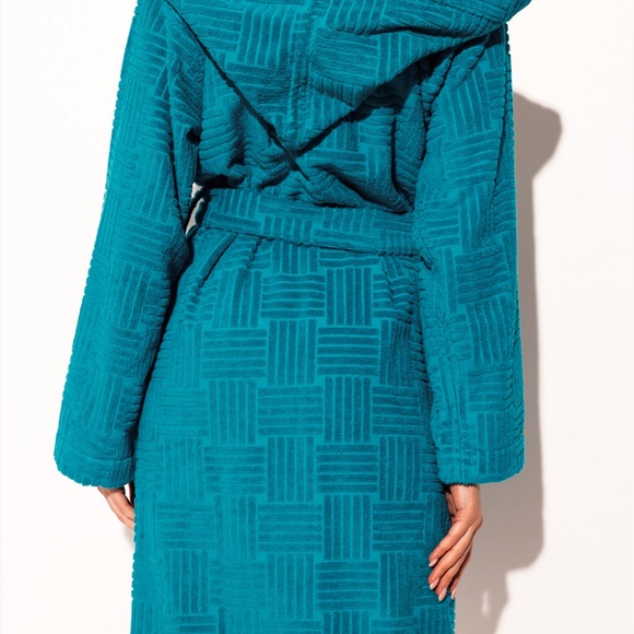 Turquoise, Terry Robe - Picture 3 of 6